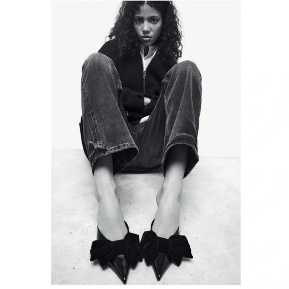 ZARA HEELED MULES WITH BOW - Picture 5 of 5